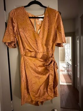 Hello Molly Orange Wrap Romper